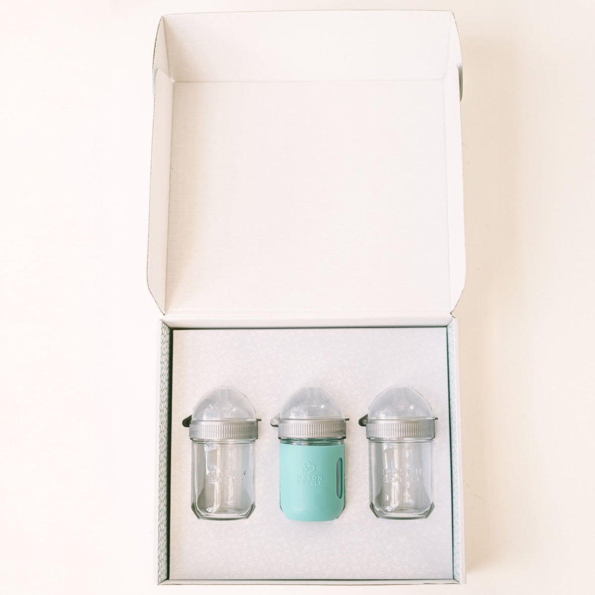 glass baby bottle gift set for babyshower